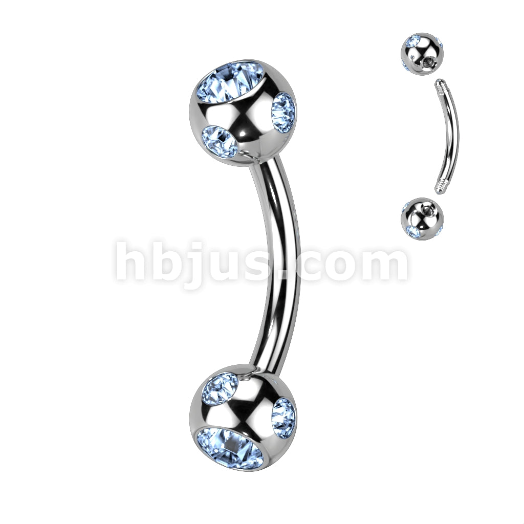 Multi Gemed 4mm Balls 316L Surgical Steel Eyebrow Curve - Image 8