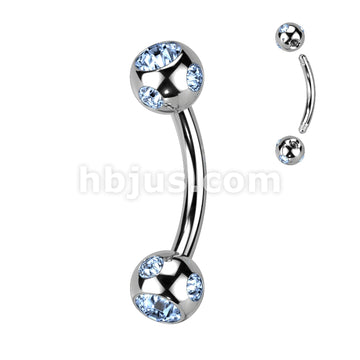 Multi Gemed 4mm Balls 316L Surgical Steel Eyebrow Curve - Image 8
