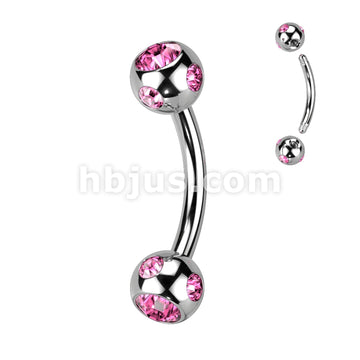 Multi Gemed 4mm Balls 316L Surgical Steel Eyebrow Curve - Image 9