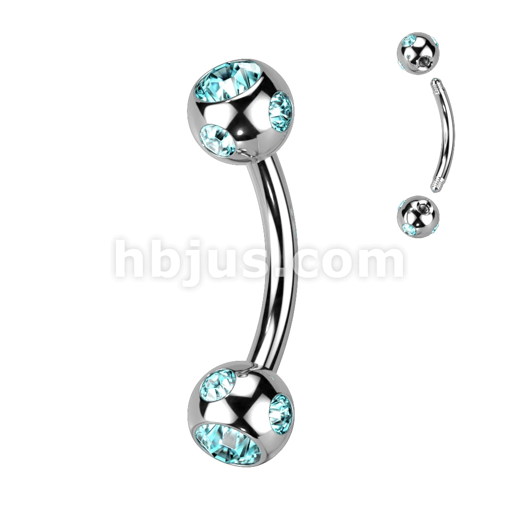 Multi Gemed 4mm Balls 316L Surgical Steel Eyebrow Curve - Image 10