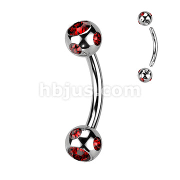 Multi Gemed 4mm Balls 316L Surgical Steel Eyebrow Curve - Image 11