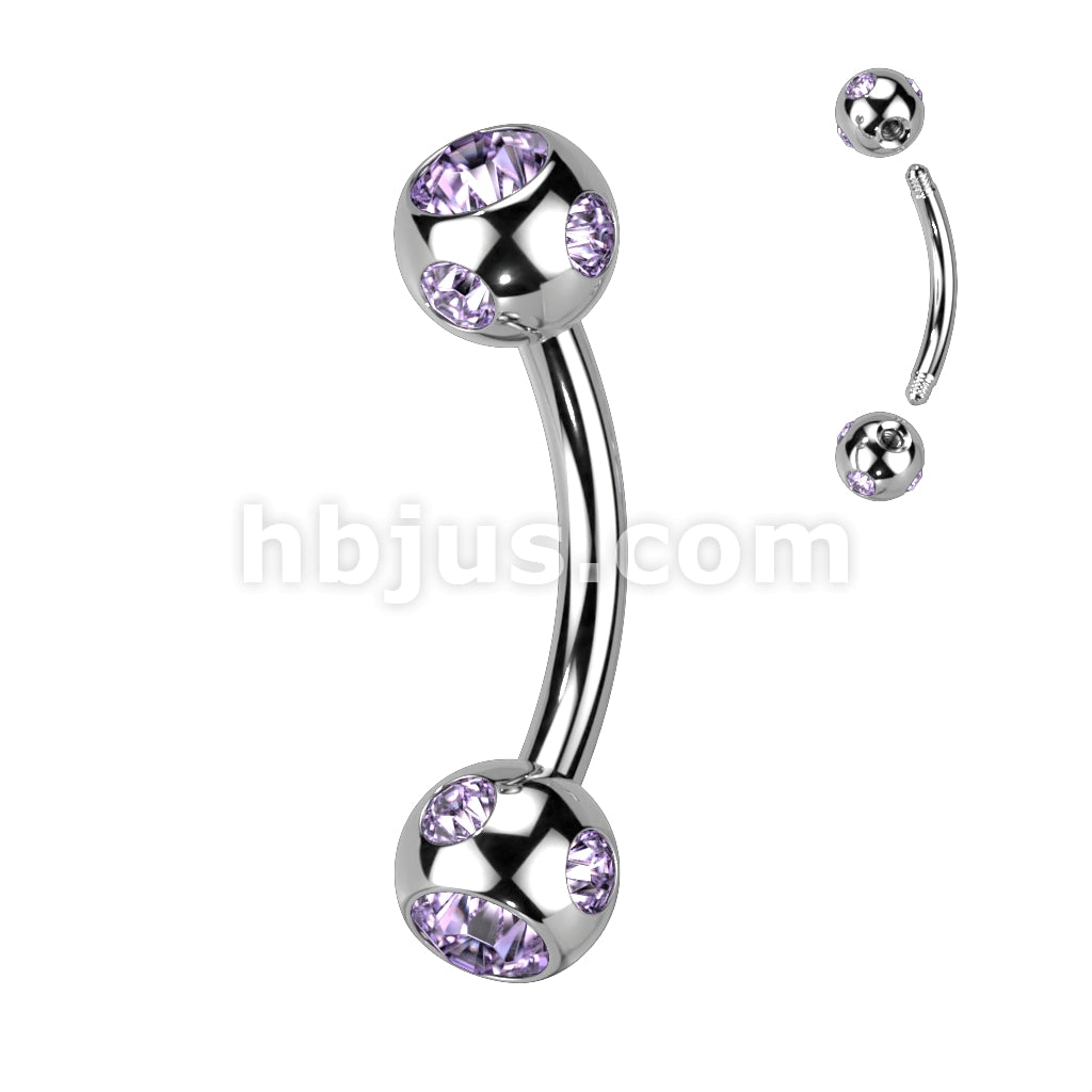 Multi Gemed 4mm Balls 316L Surgical Steel Eyebrow Curve - Image 12