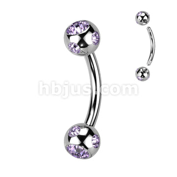 Multi Gemed 4mm Balls 316L Surgical Steel Eyebrow Curve - Image 12