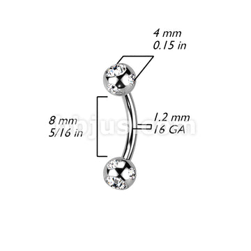 Multi Gemed 4mm Balls 316L Surgical Steel Eyebrow Curve - Image 13
