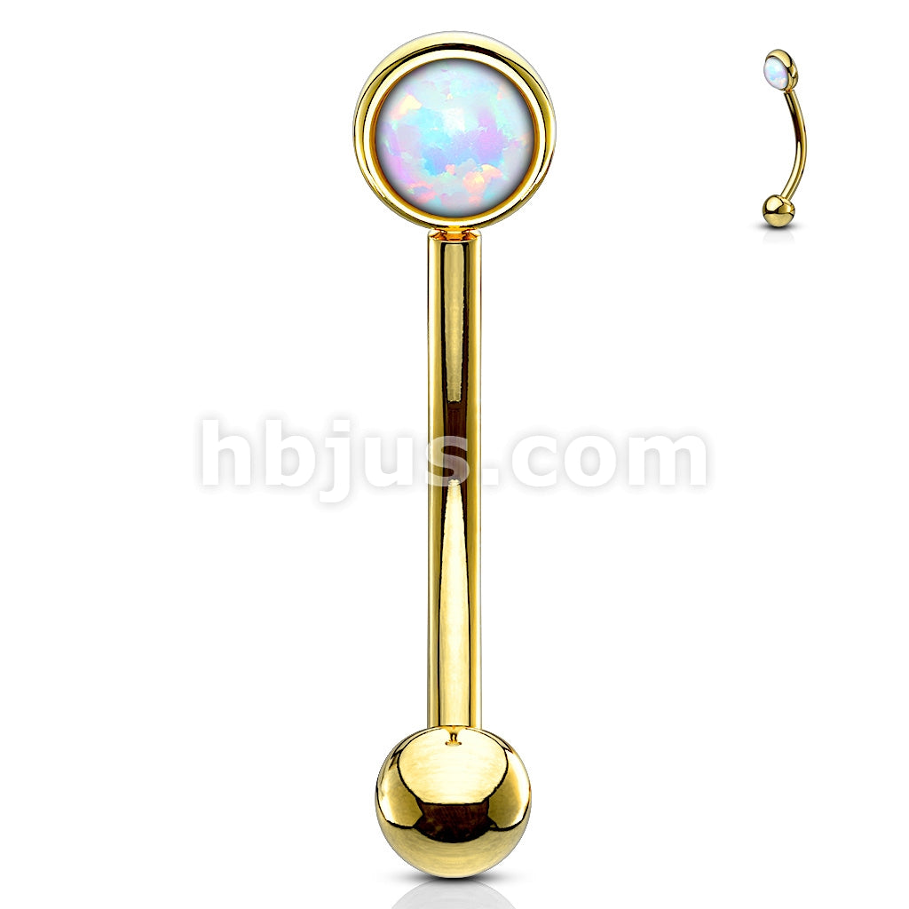 Opal Flat Set 316L Surgical Steel Eyebrow Rook Piercing Curve - Image 2