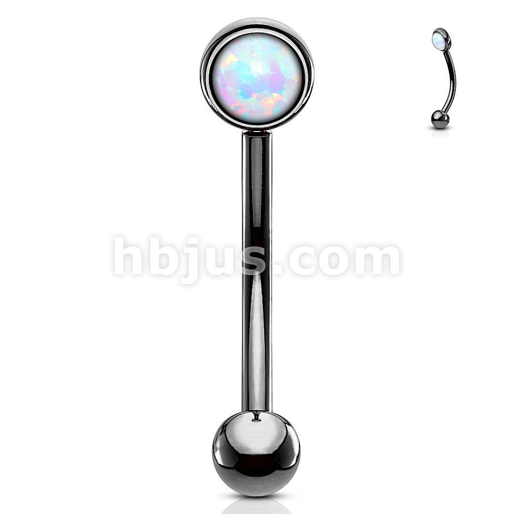 Opal Flat Set 316L Surgical Steel Eyebrow Rook Piercing Curve - Image 3
