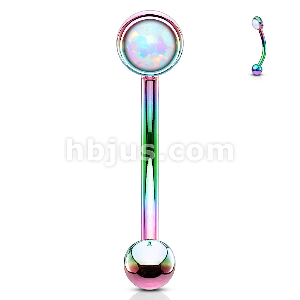 Opal Flat Set 316L Surgical Steel Eyebrow Rook Piercing Curve - Image 8