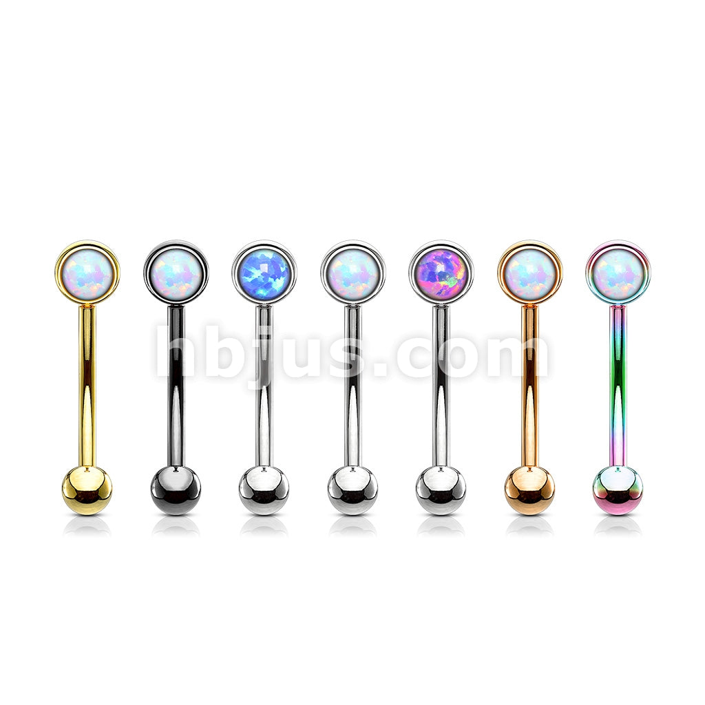 Opal Flat Set 316L Surgical Steel Eyebrow Rook Piercing Curve - Image 10
