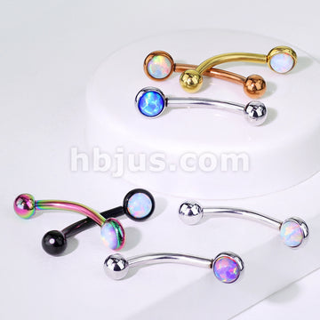 Opal Flat Set 316L Surgical Steel Eyebrow Rook Piercing Curve - Image 12