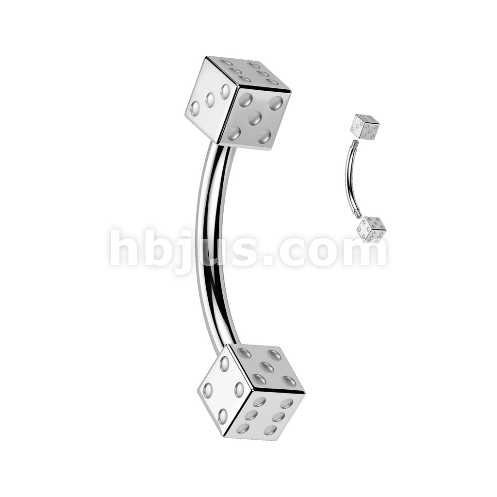 Steel Dice 316L Surgical Steel Eyebrow Curve - Image 2