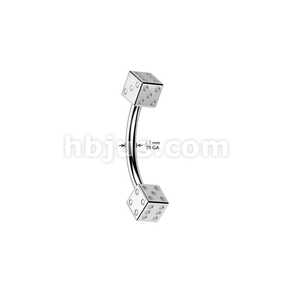 Steel Dice 316L Surgical Steel Eyebrow Curve - Image 3