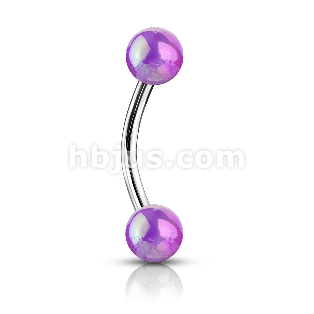 Metallic AB Coating Balls Over 316L Surgical Steel Curved Barbells for... - Image 3
