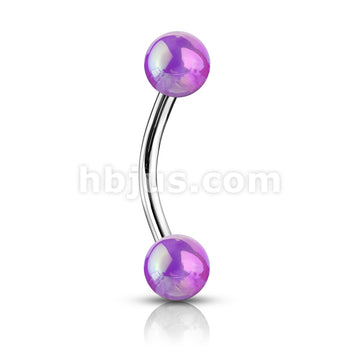 Metallic AB Coating Balls Over 316L Surgical Steel Curved Barbells for... - Image 3