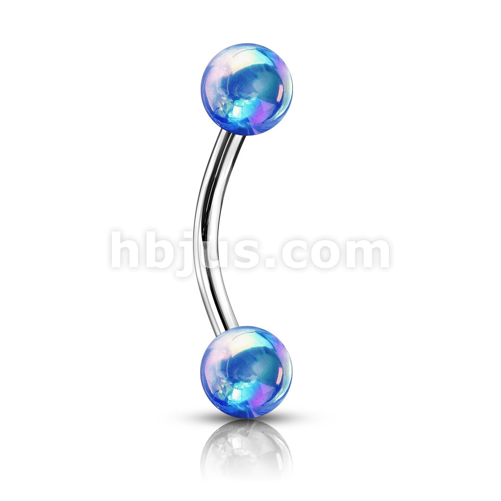 Metallic AB Coating Balls Over 316L Surgical Steel Curved Barbells for... - Image 4