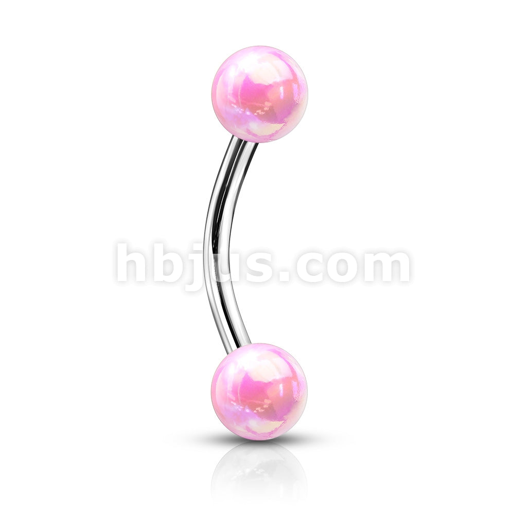 Metallic AB Coating Balls Over 316L Surgical Steel Curved Barbells for... - Image 5