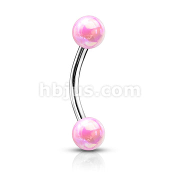 Metallic AB Coating Balls Over 316L Surgical Steel Curved Barbells for... - Image 5