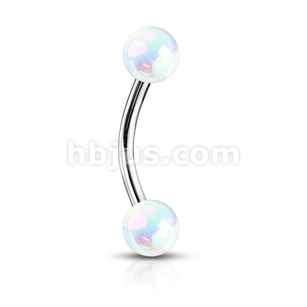 Metallic AB Coating Balls Over 316L Surgical Steel Curved Barbells for... - Image 7