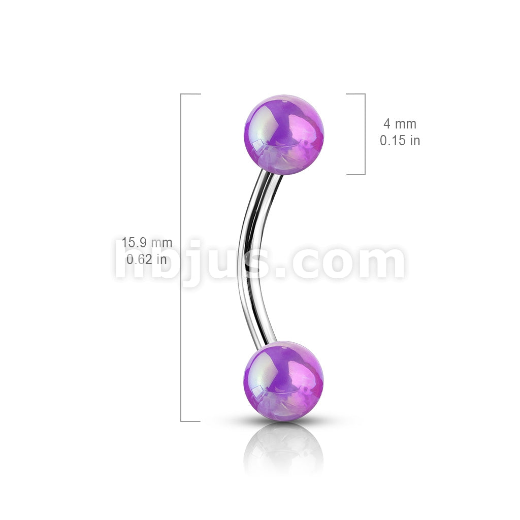 Metallic AB Coating Balls Over 316L Surgical Steel Curved Barbells for... - Image 8