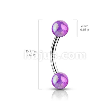 Metallic AB Coating Balls Over 316L Surgical Steel Curved Barbells for... - Image 8