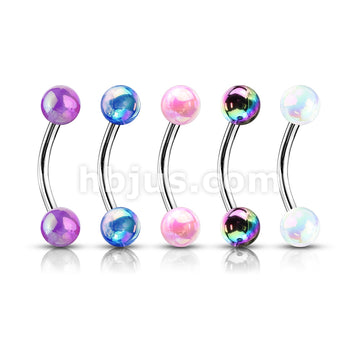Metallic AB Coating Balls Over 316L Surgical Steel Curved Barbells for... - Image 9