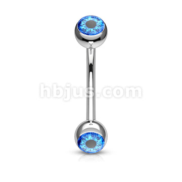 Eyeball Inlaid 316L Surgical Steel Curved Barbells for Eyebrow and More - Image 3