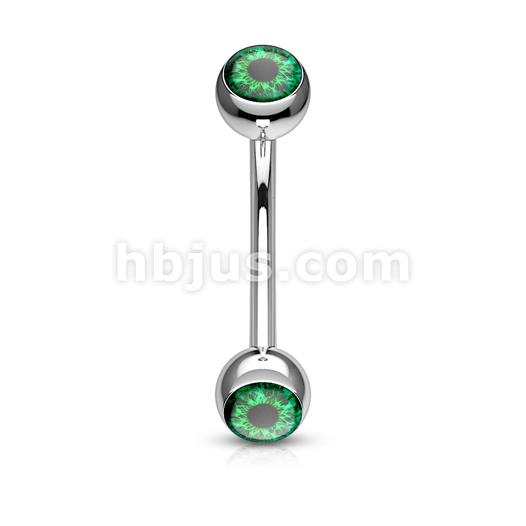 Eyeball Inlaid 316L Surgical Steel Curved Barbells for Eyebrow and More - Image 4
