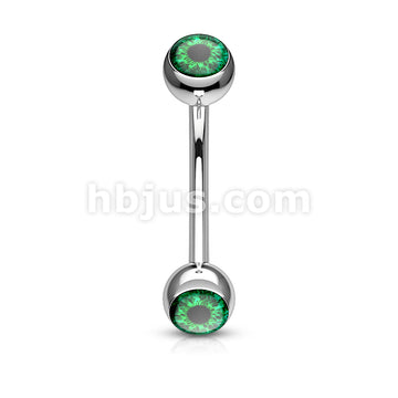 Eyeball Inlaid 316L Surgical Steel Curved Barbells for Eyebrow and More - Image 4