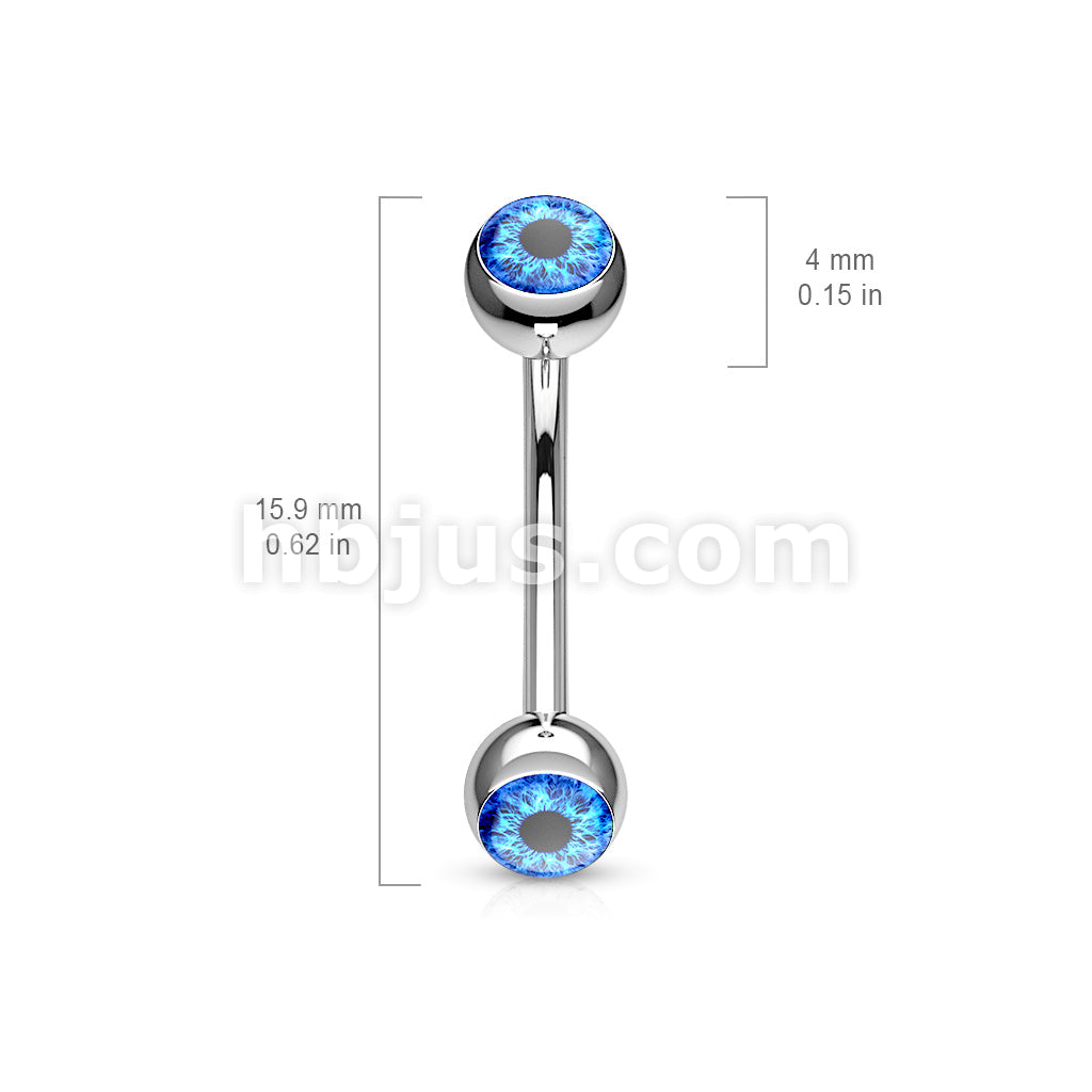 Eyeball Inlaid 316L Surgical Steel Curved Barbells for Eyebrow and More - Image 6