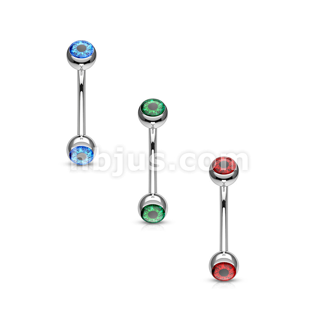 Eyeball Inlaid 316L Surgical Steel Curved Barbells for Eyebrow and More - Image 7
