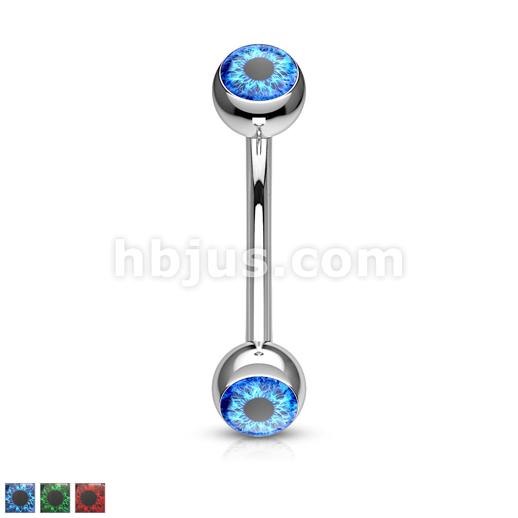 Eyeball Inlaid 316L Surgical Steel Curved Barbells for Eyebrow and More - Image 2