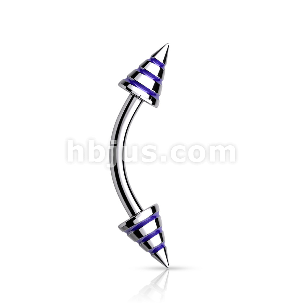 Stripe Spikes 316L Surgical Steel Curve Barbells - Image 2