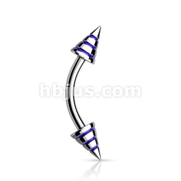 Stripe Spikes 316L Surgical Steel Curve Barbells - Image 2
