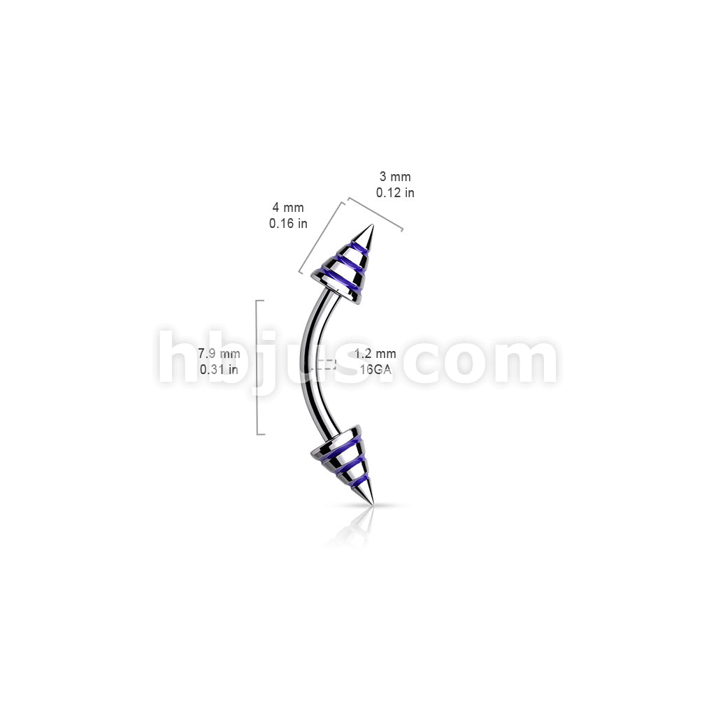 Stripe Spikes 316L Surgical Steel Curve Barbells - Image 6
