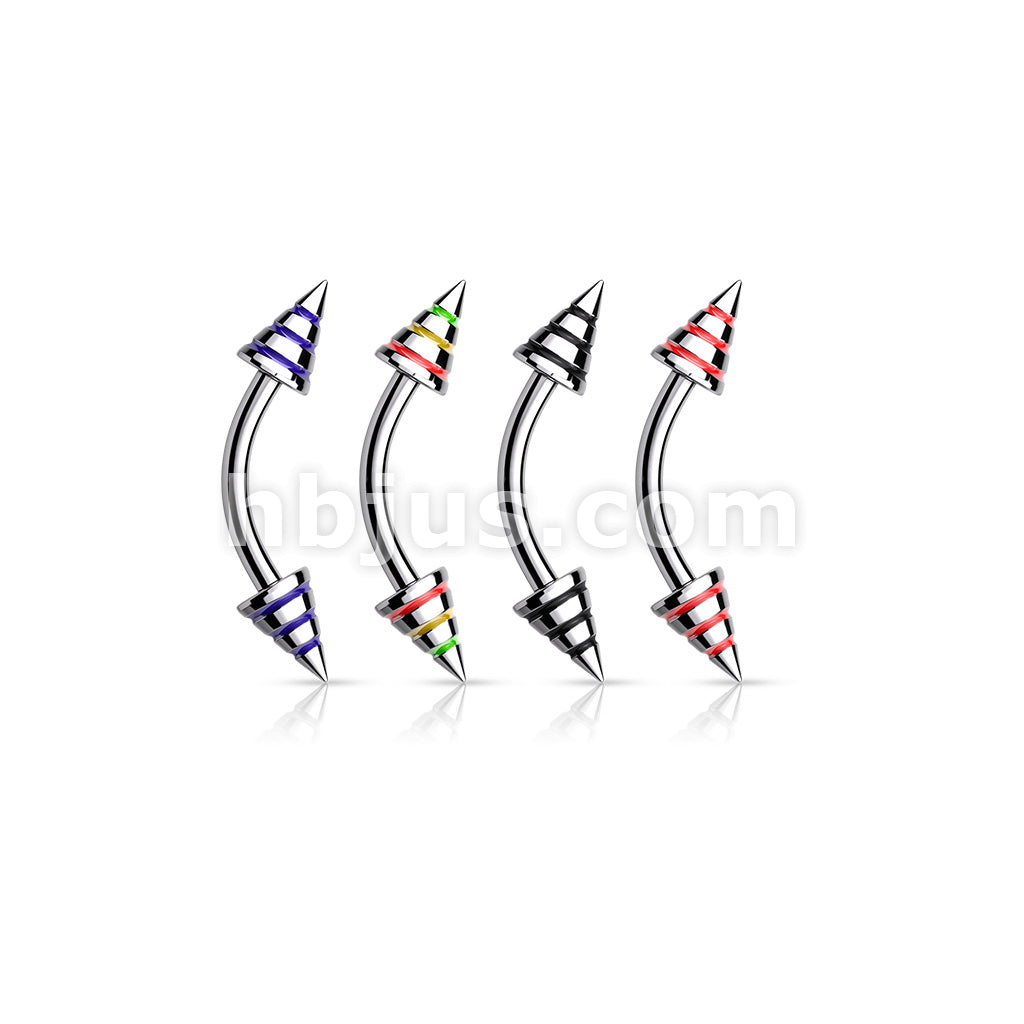 Stripe Spikes 316L Surgical Steel Curve Barbells - Image 7