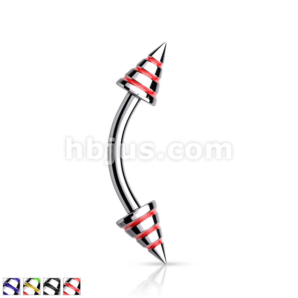 Stripe Spikes 316L Surgical Steel Curve Barbells