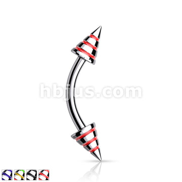Stripe Spikes 316L Surgical Steel Curve Barbells