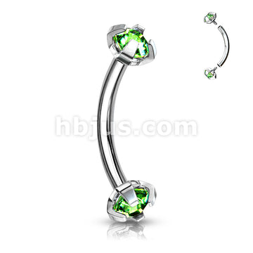 Prong Set CZ Internally Threaded 316L Surgical Steel Eyebrow Curve Ring - Image 5