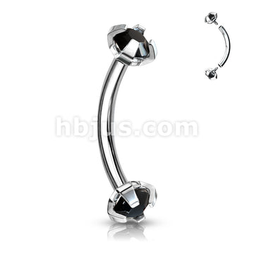 Prong Set CZ Internally Threaded 316L Surgical Steel Eyebrow Curve Ring - Image 6