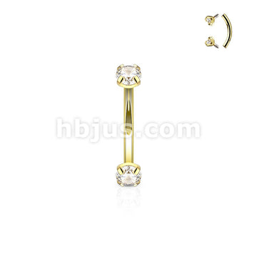 Plated Prong Set Clear CZ Internally Threaded 316L Surgical Steel... - Image 2