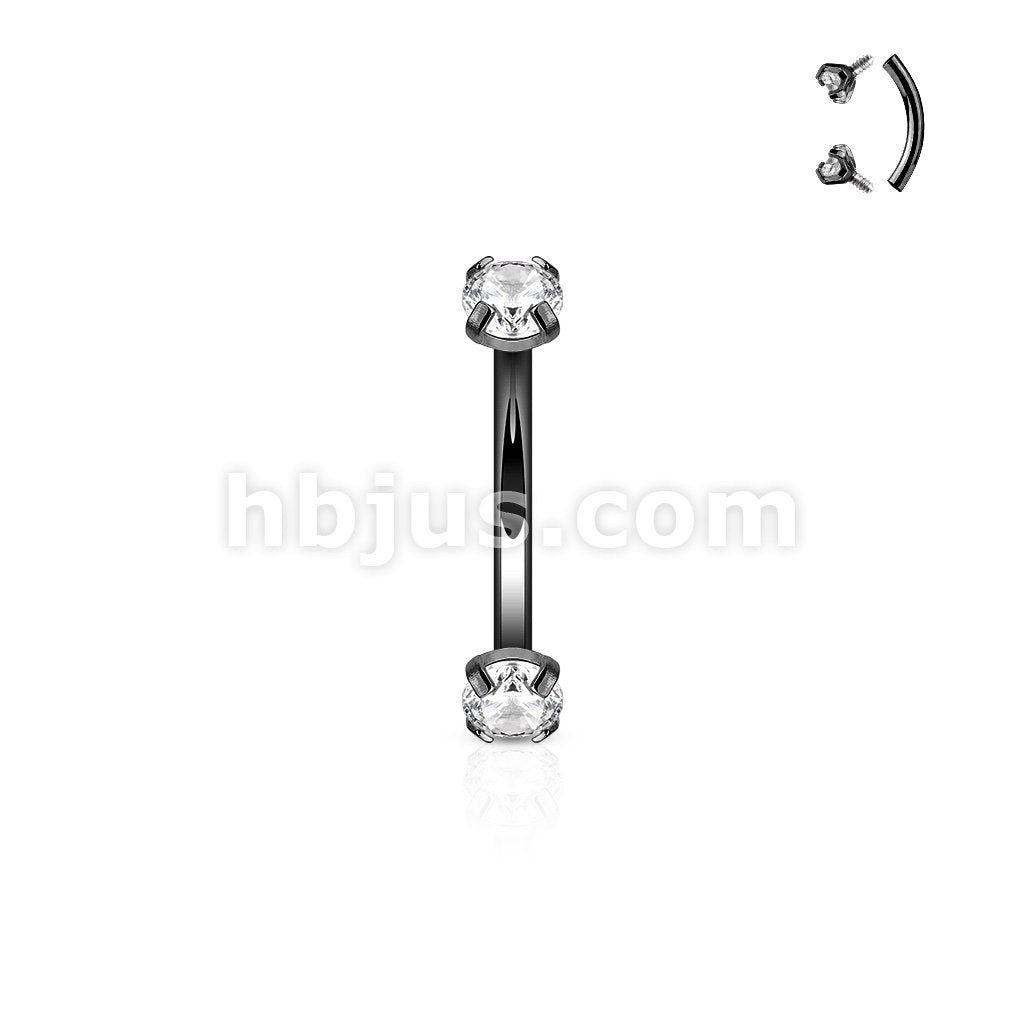 Plated Prong Set Clear CZ Internally Threaded 316L Surgical Steel... - Image 3