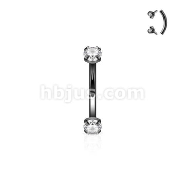 Plated Prong Set Clear CZ Internally Threaded 316L Surgical Steel... - Image 3