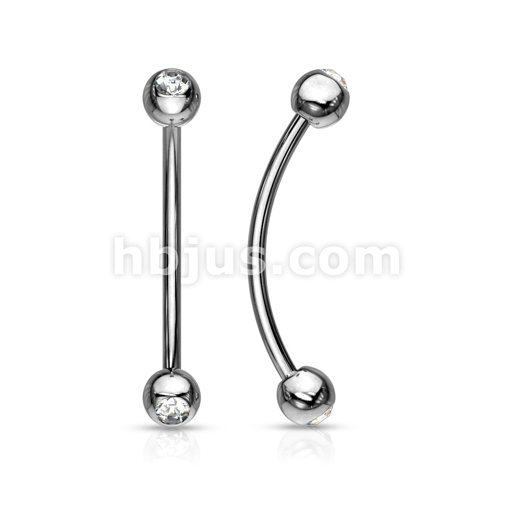 316L Surgical Steel Curved Barbell with Gemmed Ends for Snake Eye... - Image 3