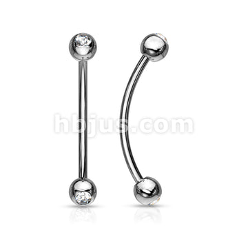 316L Surgical Steel Curved Barbell with Gemmed Ends for Snake Eye... - Image 3
