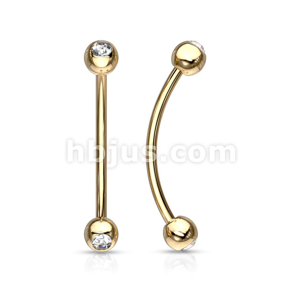 316L Surgical Steel Curved Barbell with Gemmed Ends for Snake Eye... - Image 4