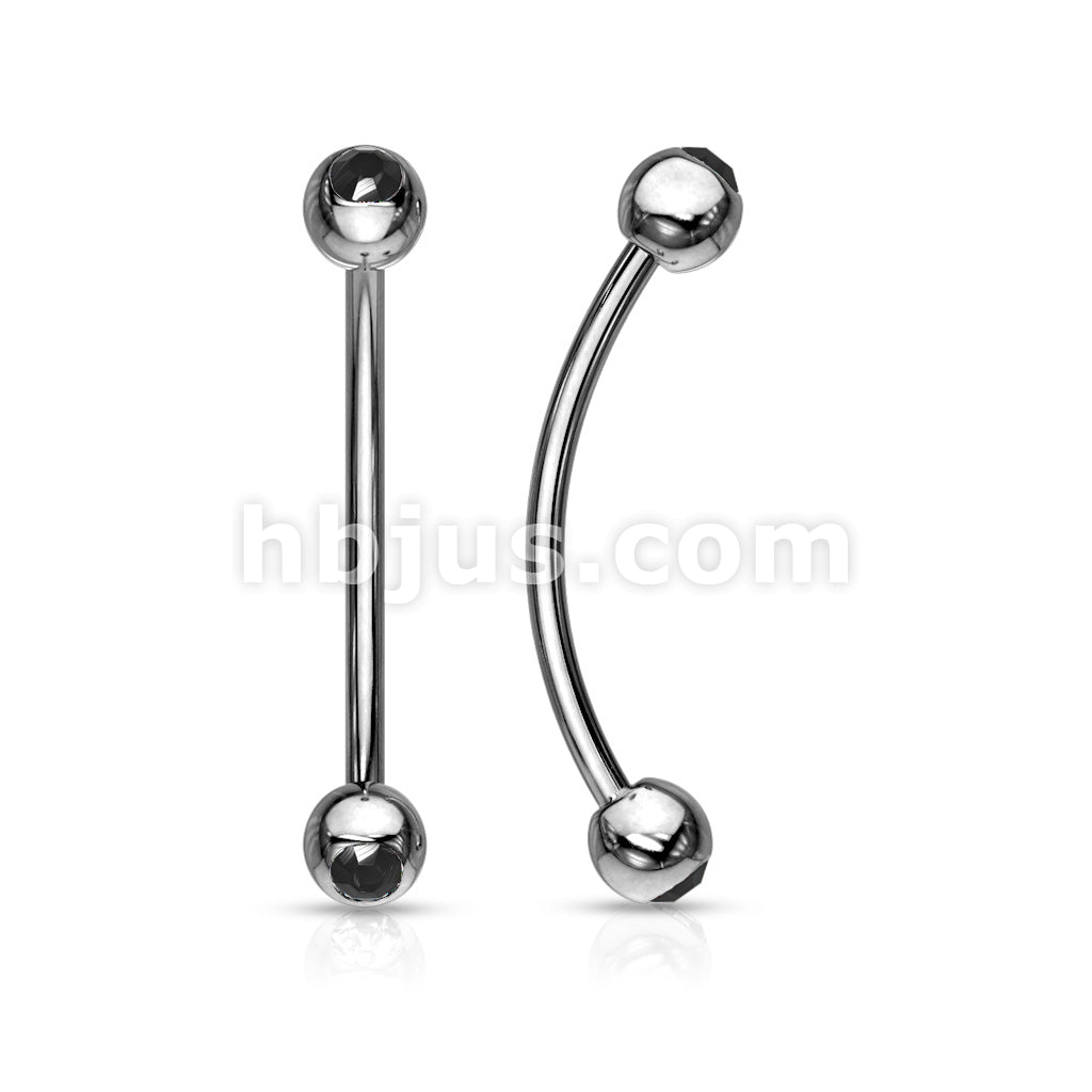 316L Surgical Steel Curved Barbell with Gemmed Ends for Snake Eye... - Image 5
