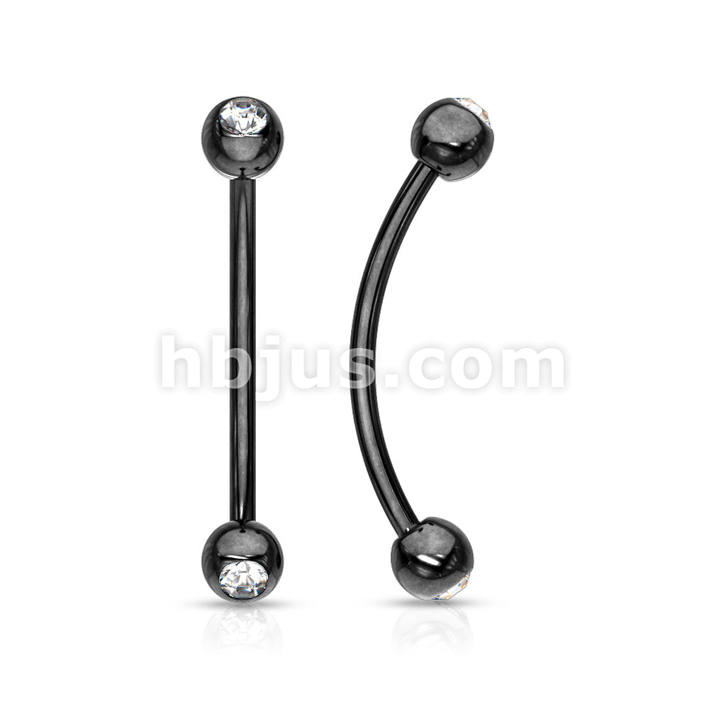 316L Surgical Steel Curved Barbell with Gemmed Ends for Snake Eye... - Image 6