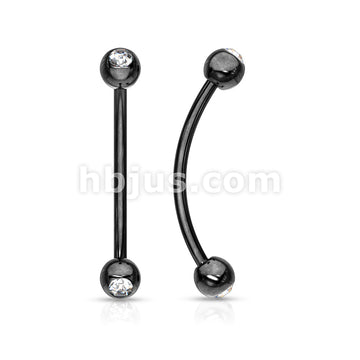 316L Surgical Steel Curved Barbell with Gemmed Ends for Snake Eye... - Image 6