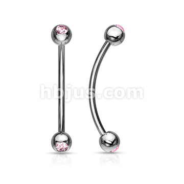 316L Surgical Steel Curved Barbell with Gemmed Ends for Snake Eye... - Image 7