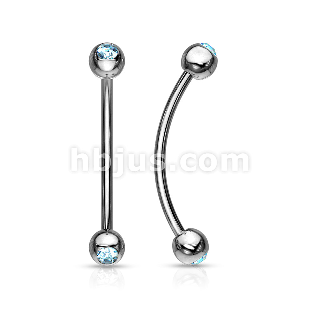 316L Surgical Steel Curved Barbell with Gemmed Ends for Snake Eye... - Image 8
