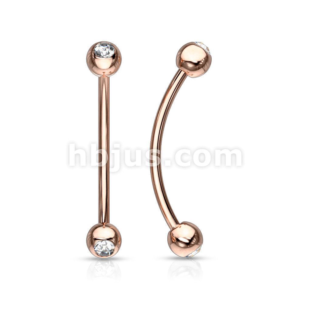 316L Surgical Steel Curved Barbell with Gemmed Ends for Snake Eye... - Image 9